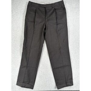 Canali Dress Pants 100% Wool Mens 36x31 Gray Pleated Front Straight Leg Trousers